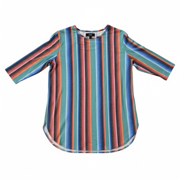 Lucky & Blessed Tops - Lucky & Blessed Striped Tunic Top Boho 3/4 Sleeve Large L